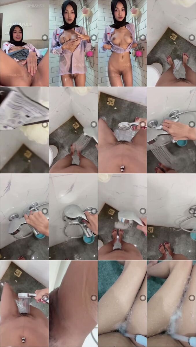 Seragam abu-abu hijab mainin memek di kagetin